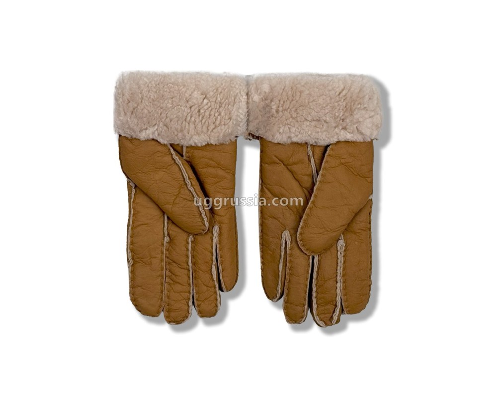 Купить UGG Перчатки Кожаные Женские Коричневые