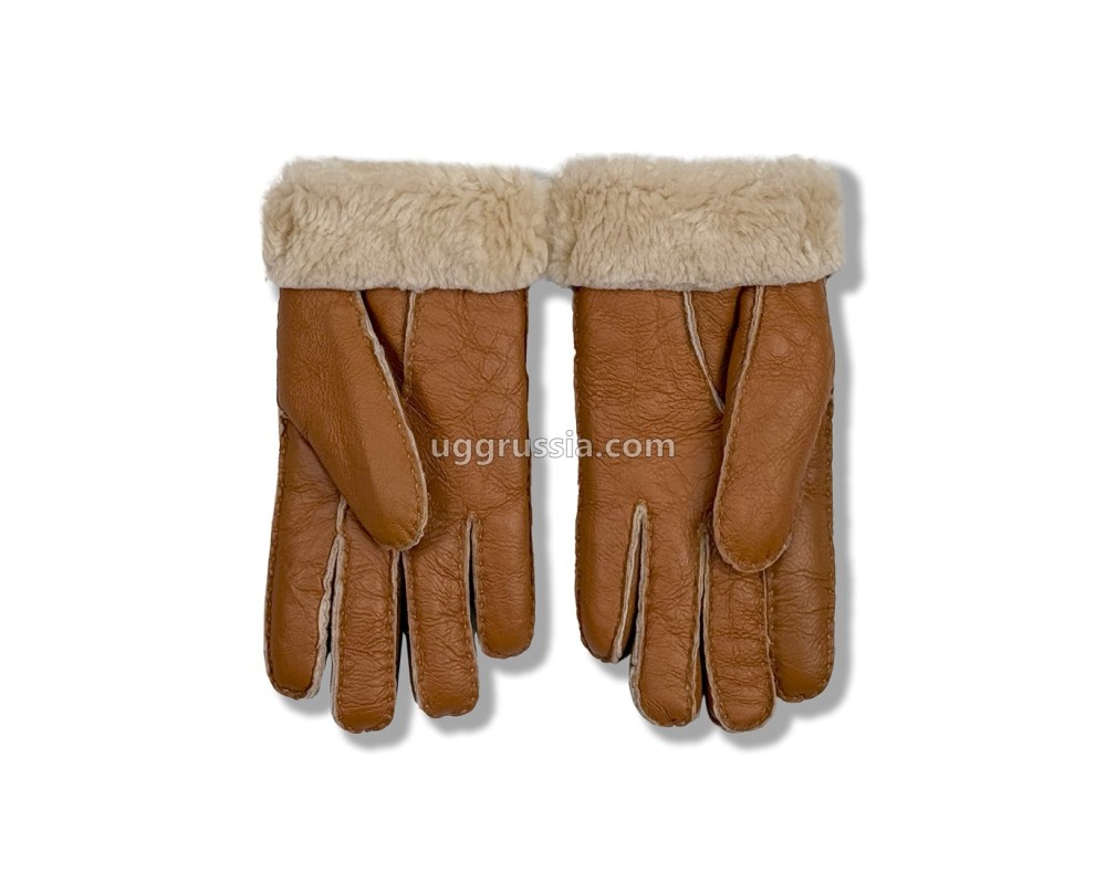 Купить UGG Перчатки Кожаные Женские Коричневые