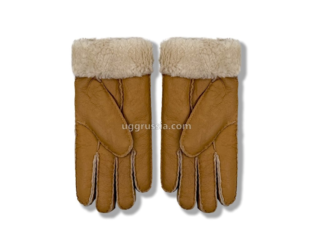 Купить UGG Перчатки Кожаные Женские Коричневые