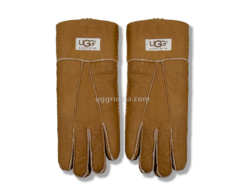 Купить UGG Перчатки Кожаные Женские Коричневые
