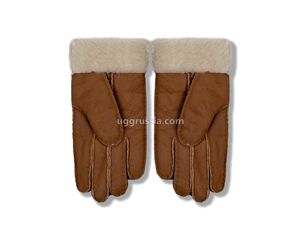 Купить UGG Перчатки Кожаные Женские Коричневые
