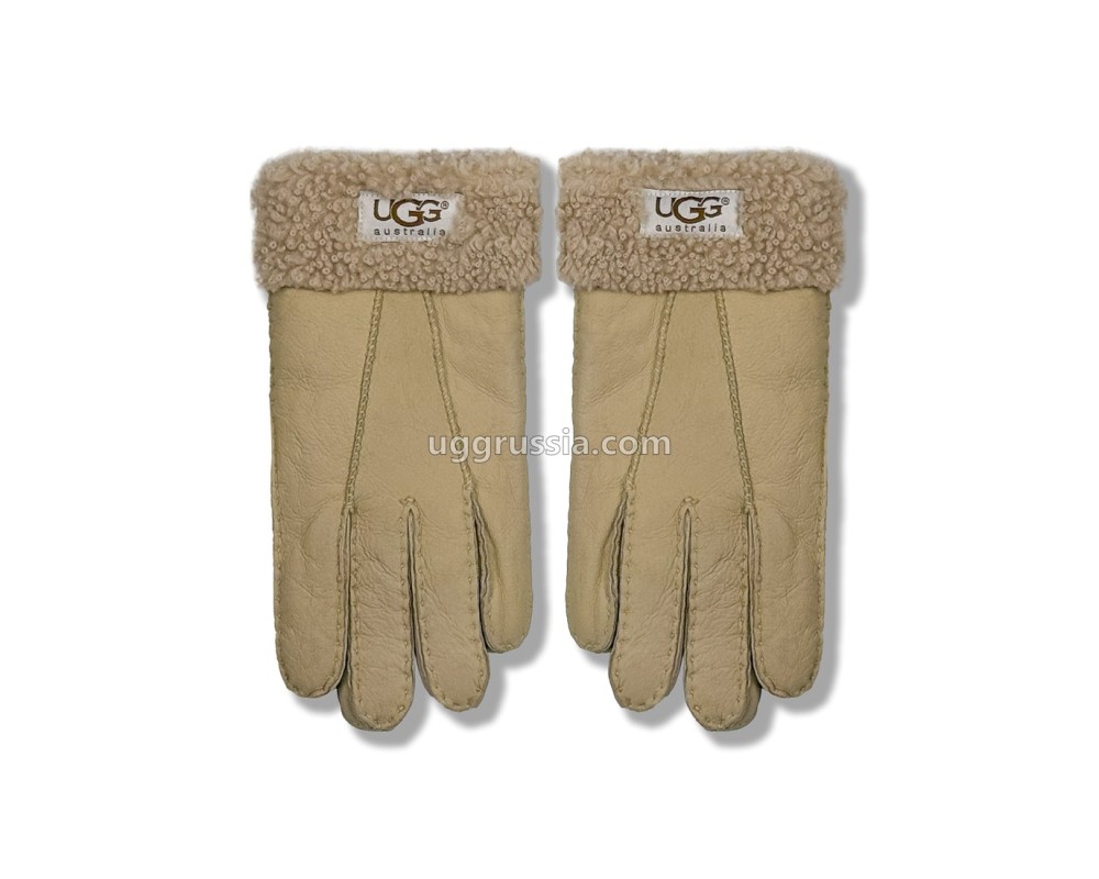 Купить UGG Перчатки Кожаные Женские Коричневые