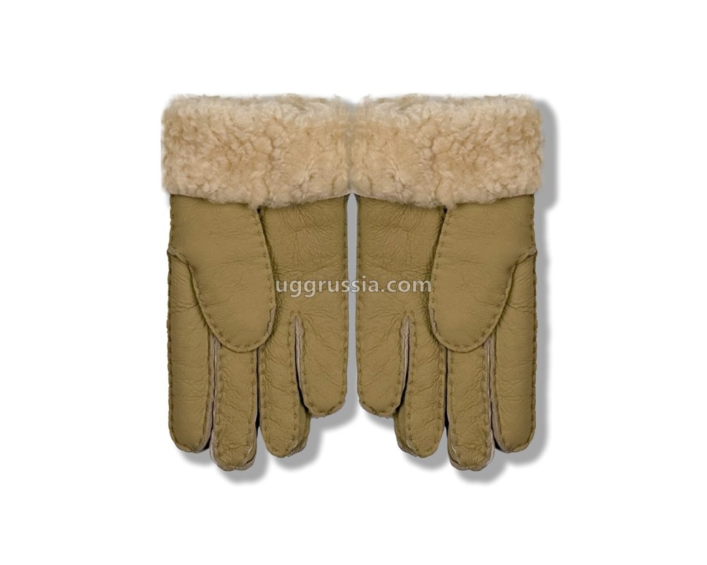Купить UGG Перчатки Кожаные Женские Коричневые