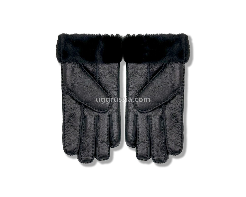 Купить UGG Перчатки Кожаные Мужские Черные