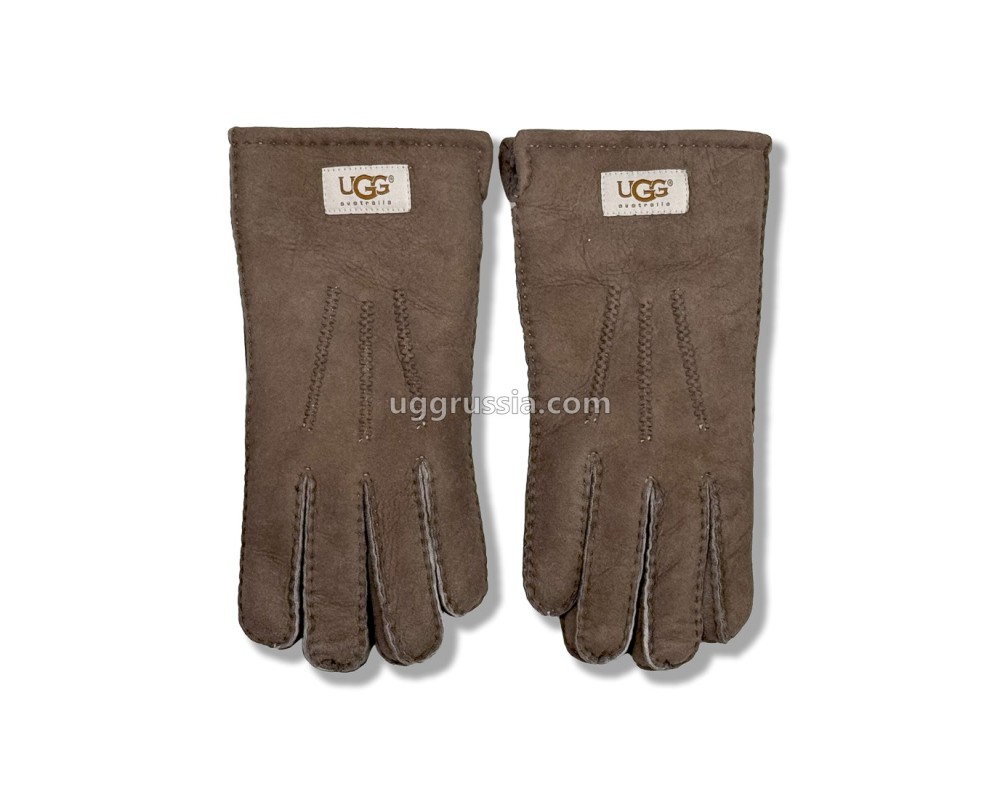 Купить UGG Перчатки Кожаные Мужские Коричневые