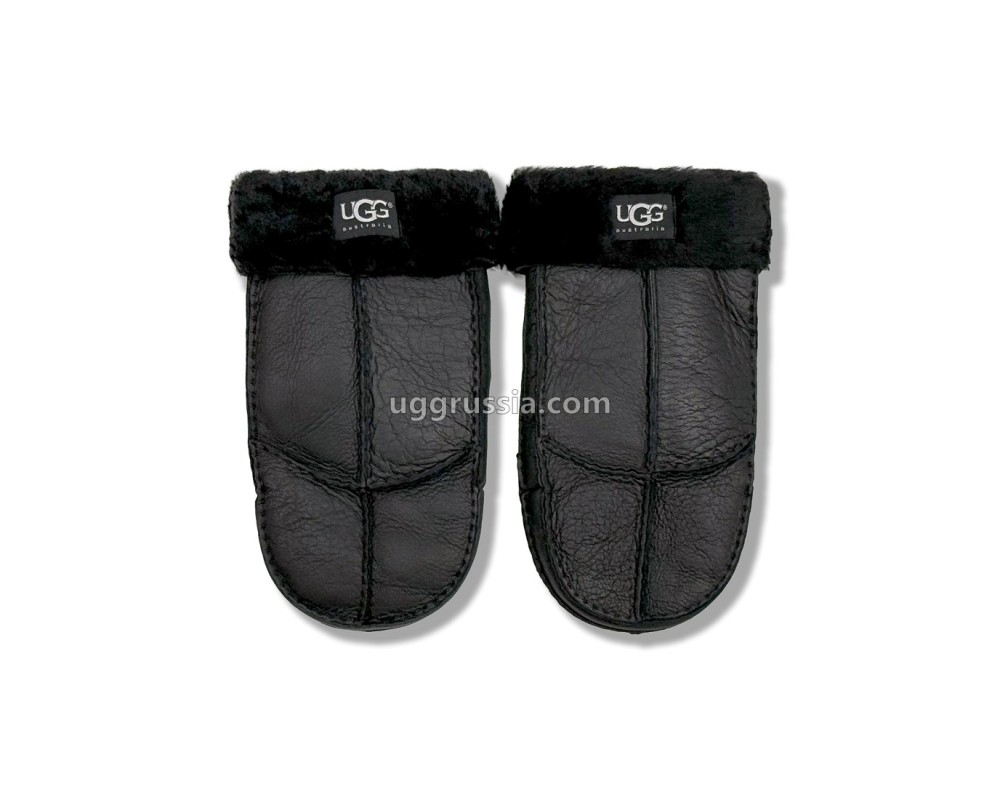 Купить UGG Варежки Кожаные Мужские Черные