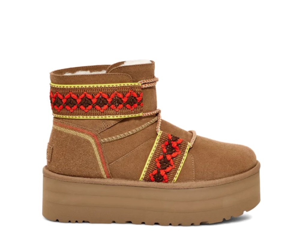 Купить UGG Classic Mini II Braid Platform Chestnut
