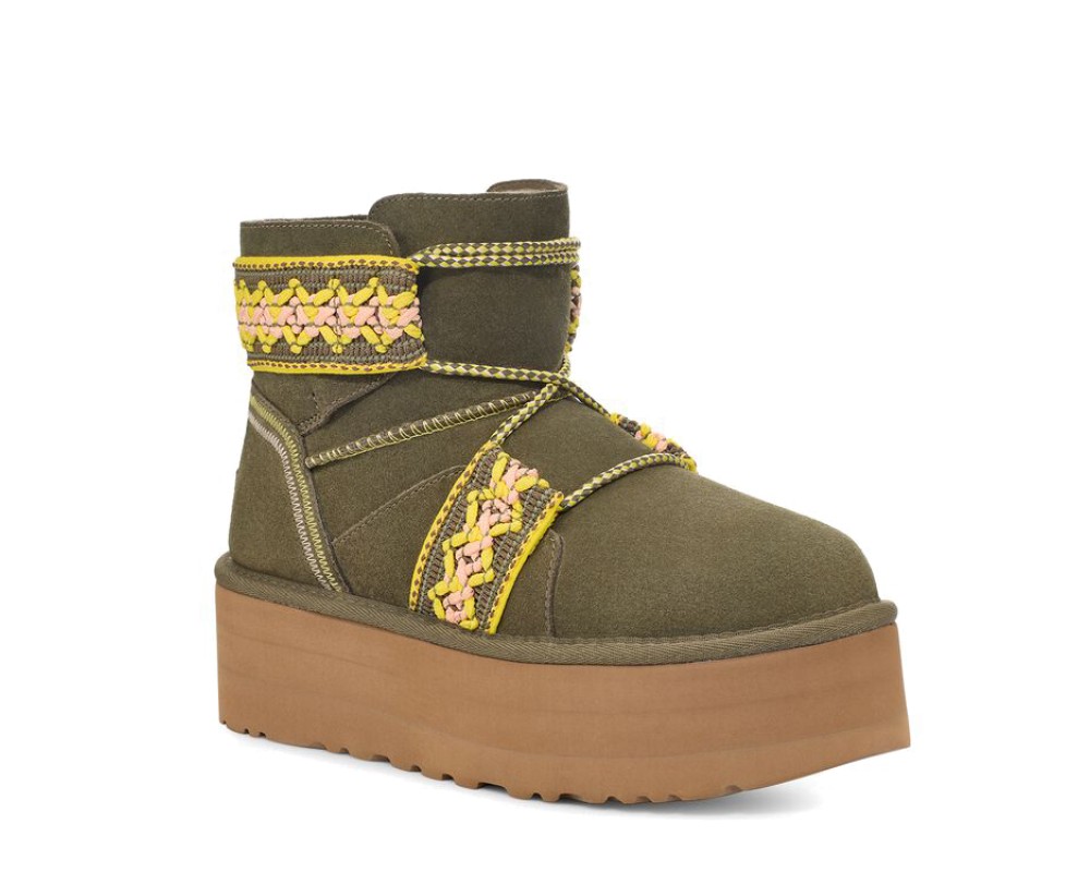 Купить UGG Classic Mini II Braid Platform Green