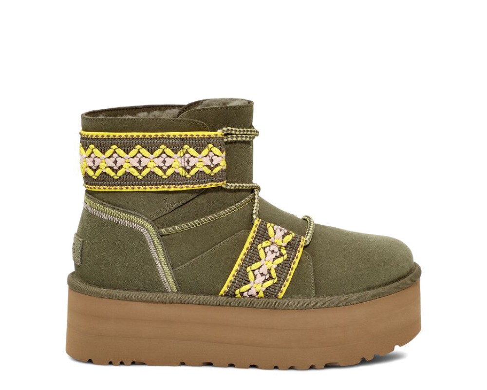 Купить UGG Classic Mini II Braid Platform Green