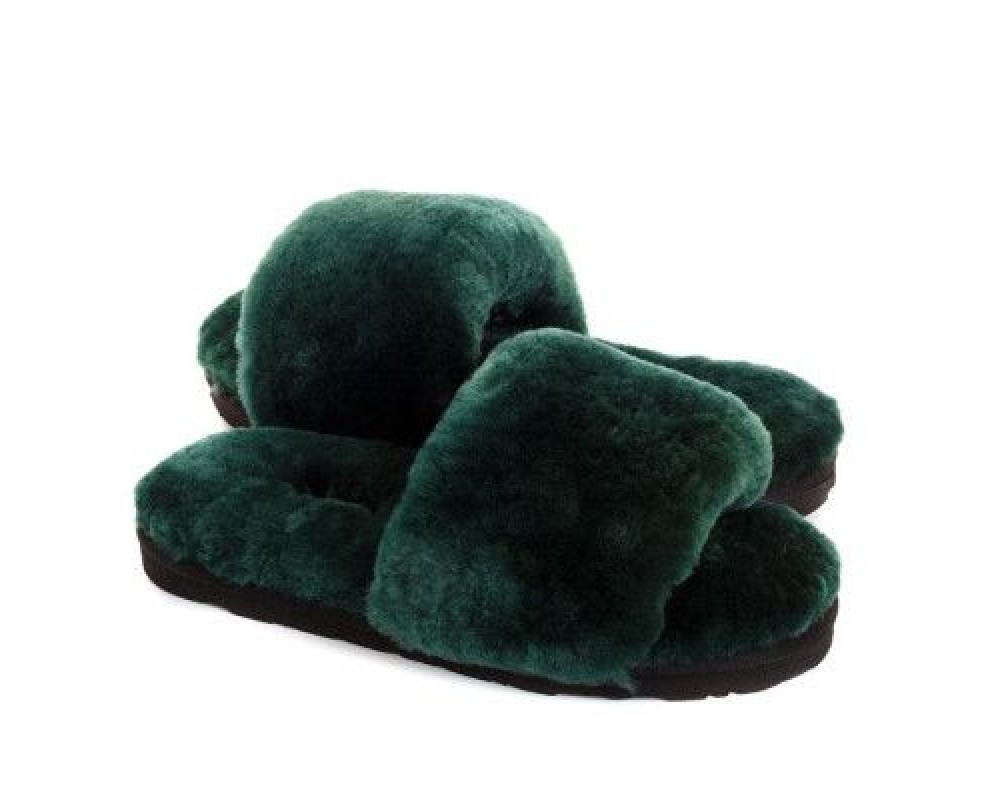 Купить UGG Fluff Slide Slippers Dark Green