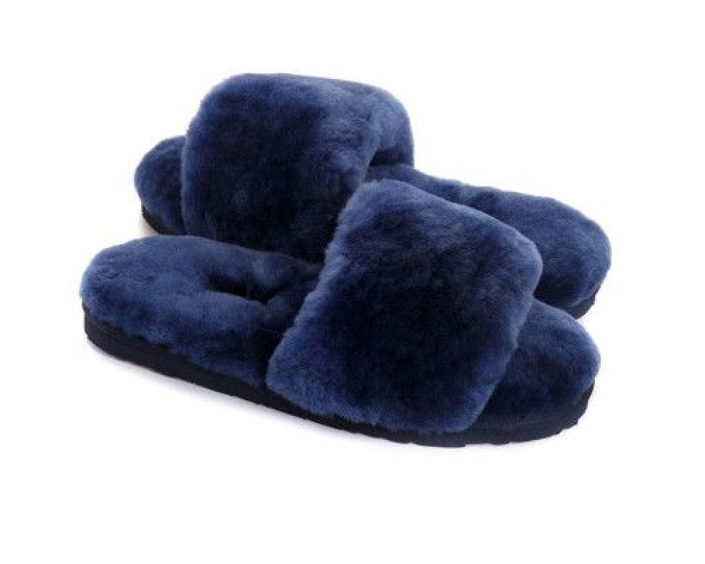 Купить UGG Fluff Slide Slippers Navy Blue