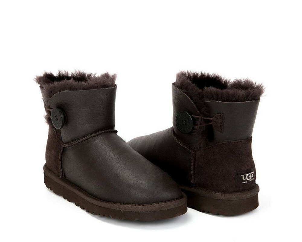 Купить UGG Mini Bailey Button Metallic Chocolate