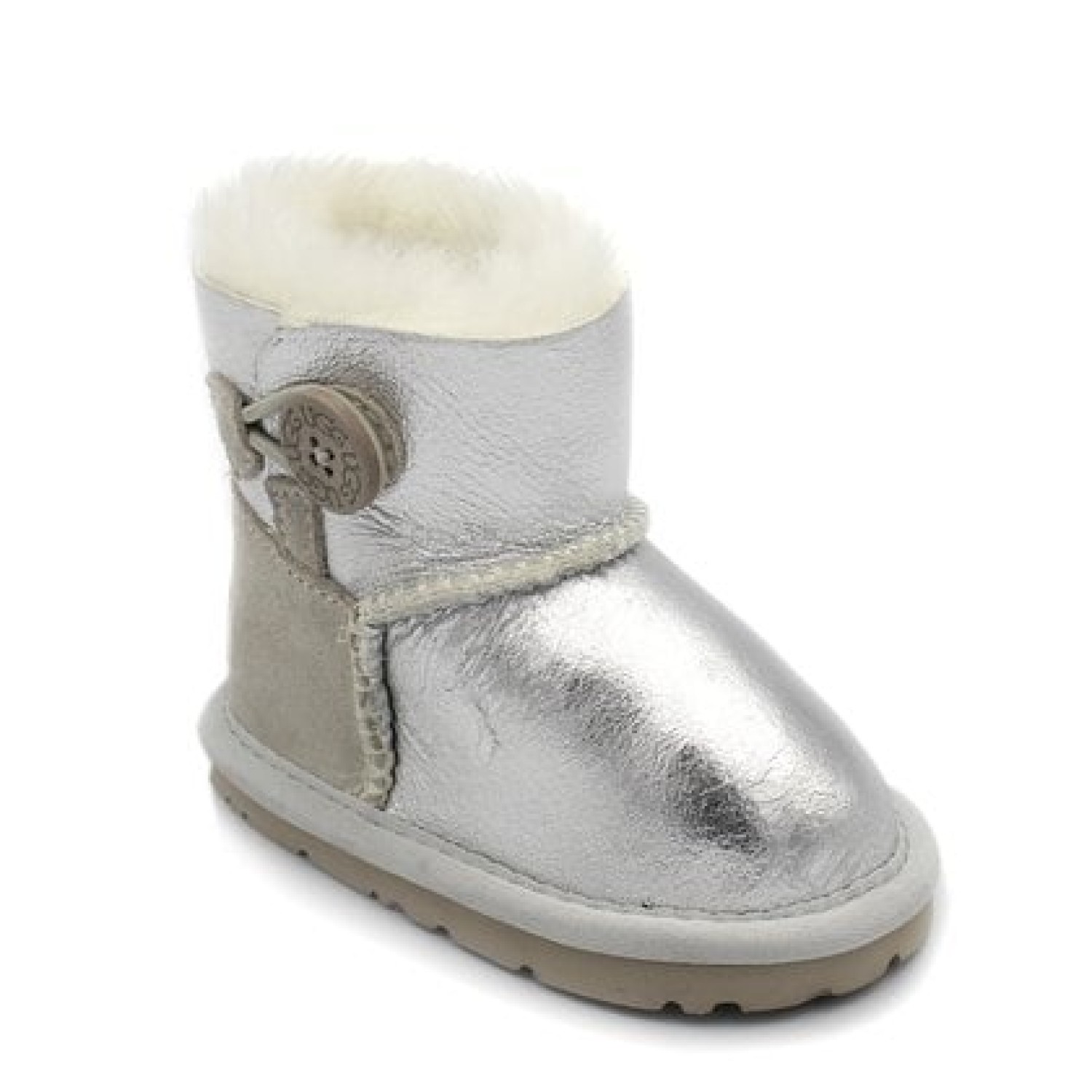 UGG Kids Mini Bailey Button Silver