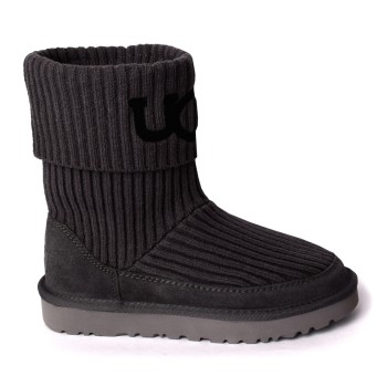 UGG Classic Ugg Rib Knit Logo Boots Black