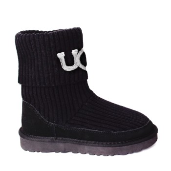 UGG Classic Ugg Rib Knit Logo White Boots 