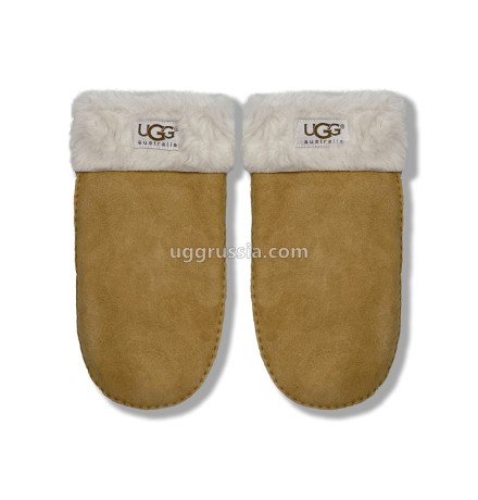 UGG Варежки Замшевые Женские Коричневые