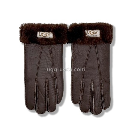 UGG Перчатки Кожаные Мужские Коричневые