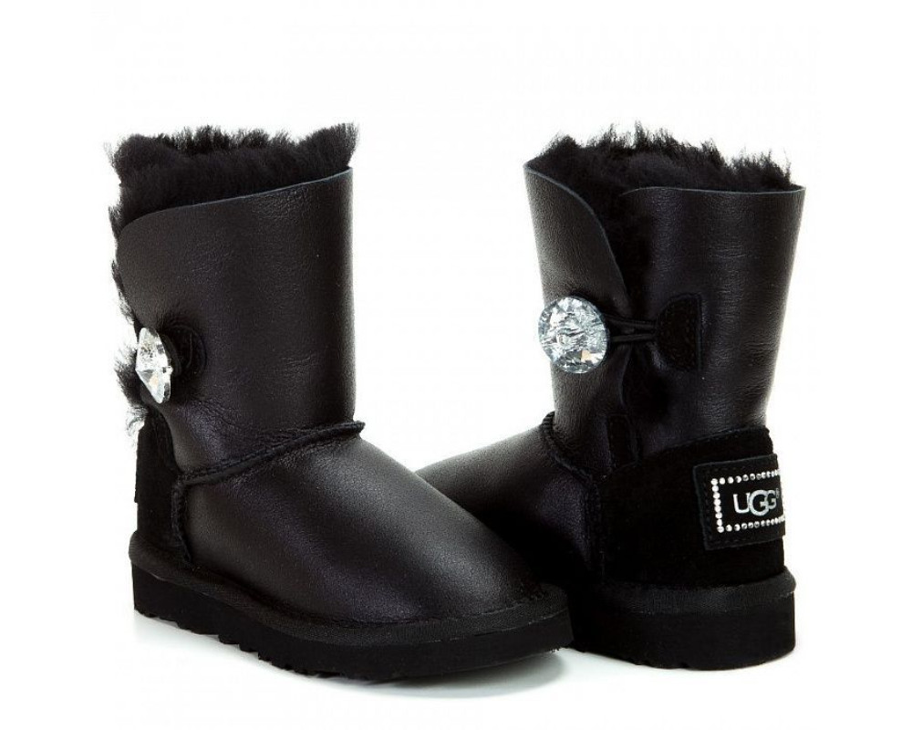 UGG Kids Bailey Button Bling Metallic Black