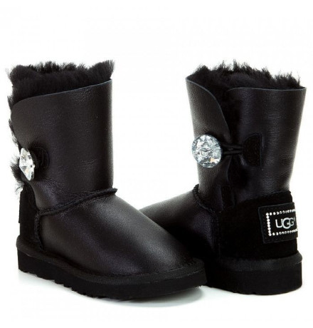 UGG Kids Bailey Button Bling Metallic Black