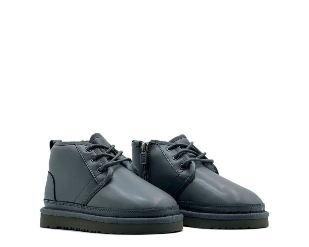 UGG Kids Neumel Zip Leather Grey