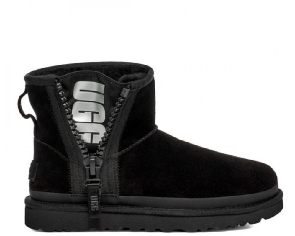 UGG Classic Mini Zipper Tape Logo Boot Black