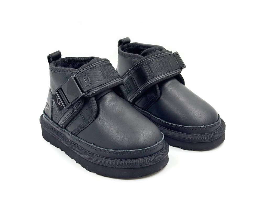 UGG Kids Neumel Snapback Leather Black