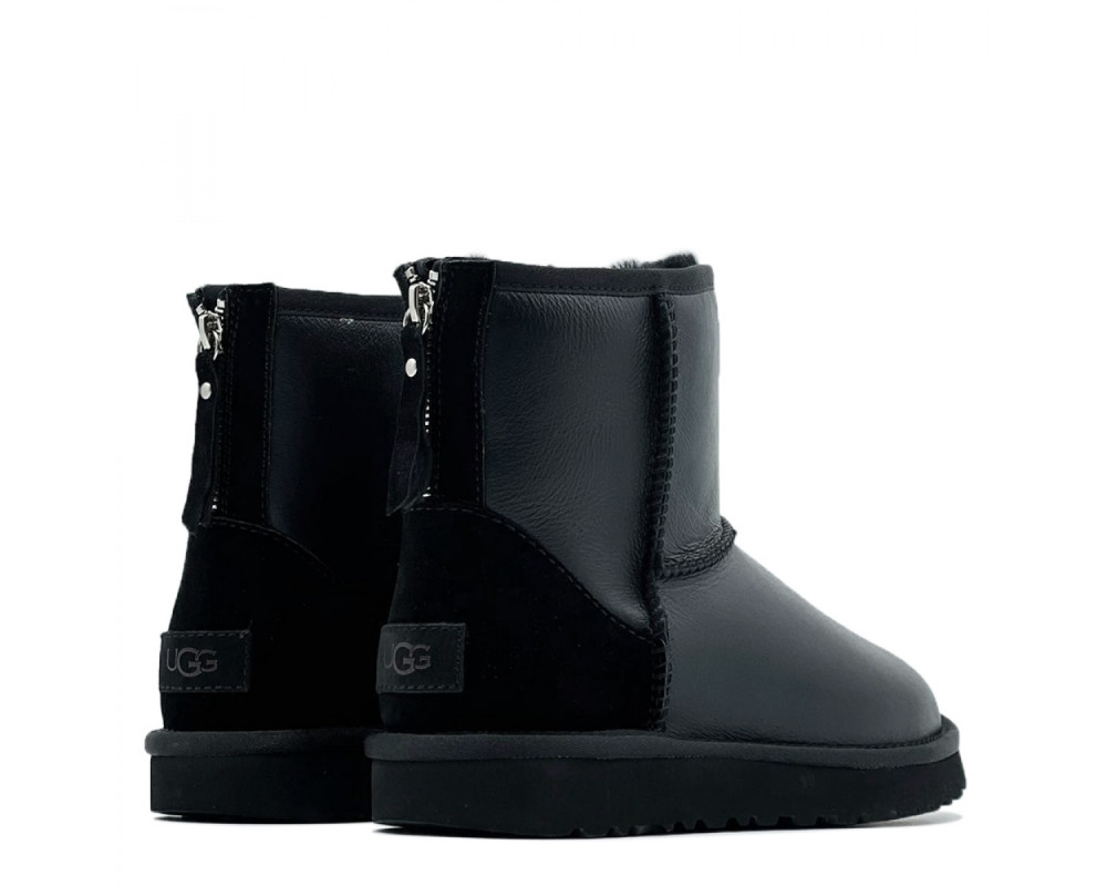 UGG Classic Mini Zip Metallic Black (без камней)