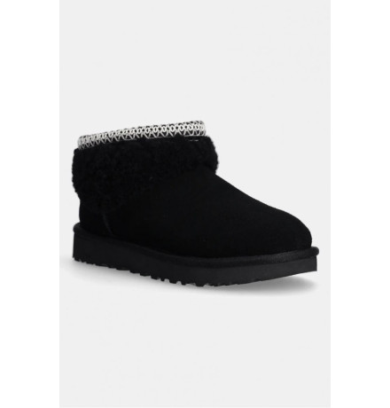 UGG Ultra Mini Lack Maxi Curly Boot Black