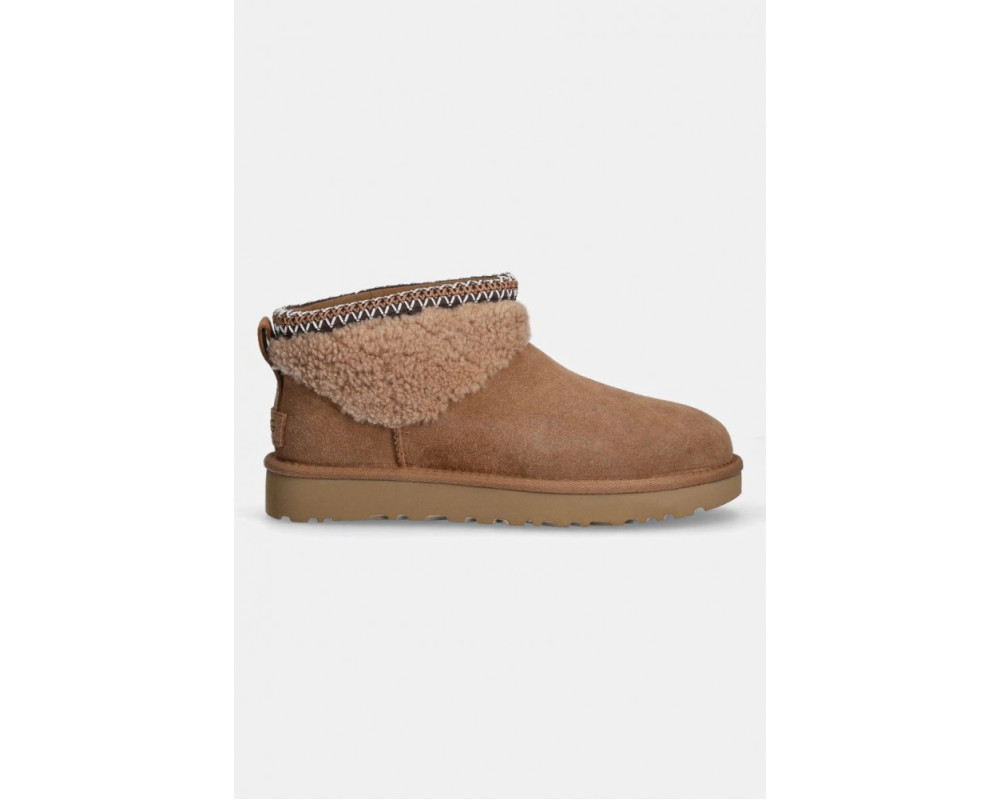 UGG Ultra Mini Lack Maxi Curly Boot Chestnut