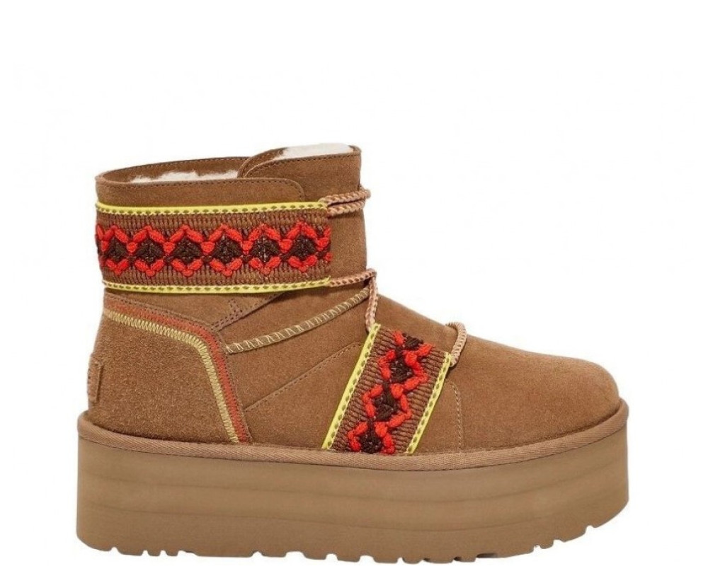 UGG Classic Mini II Braid Platform Chestnut