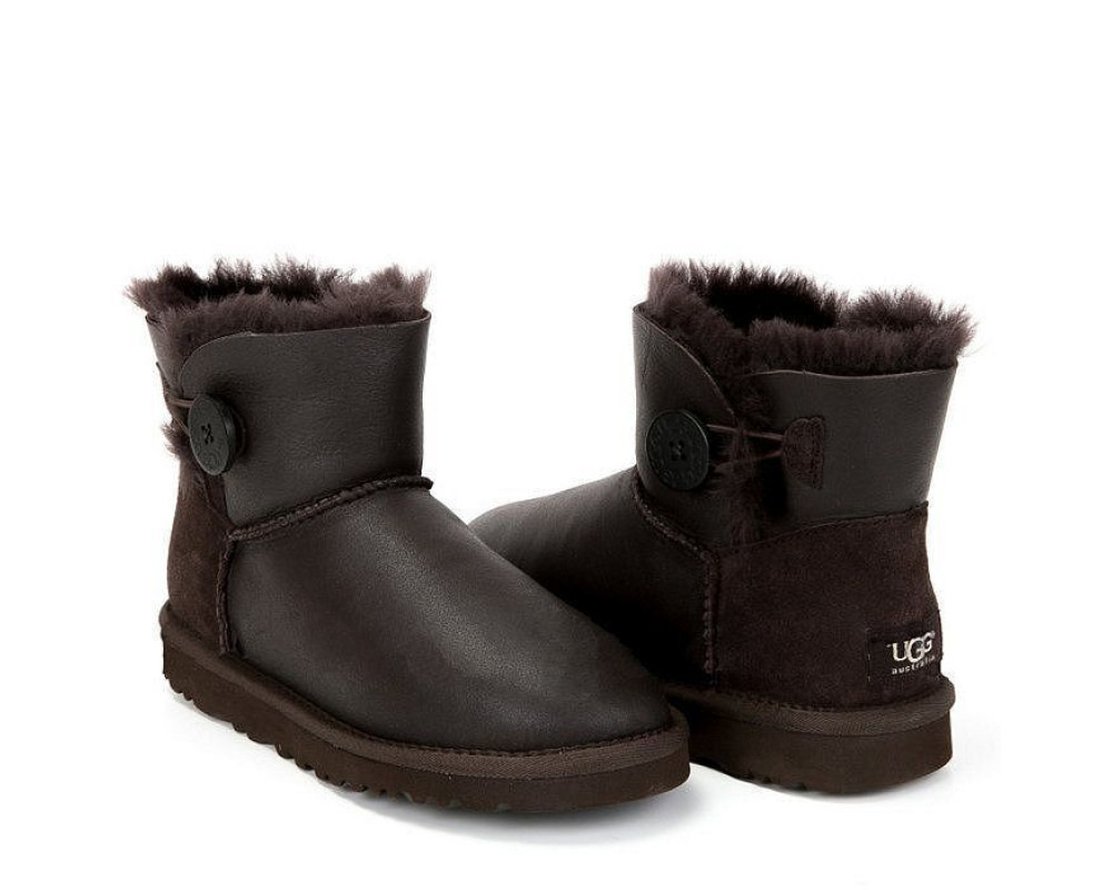 UGG Mini Bailey Button Metallic Chocolate