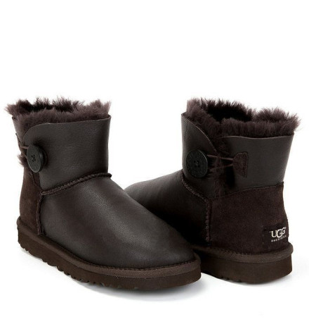 UGG Mini Bailey Button Metallic Chocolate