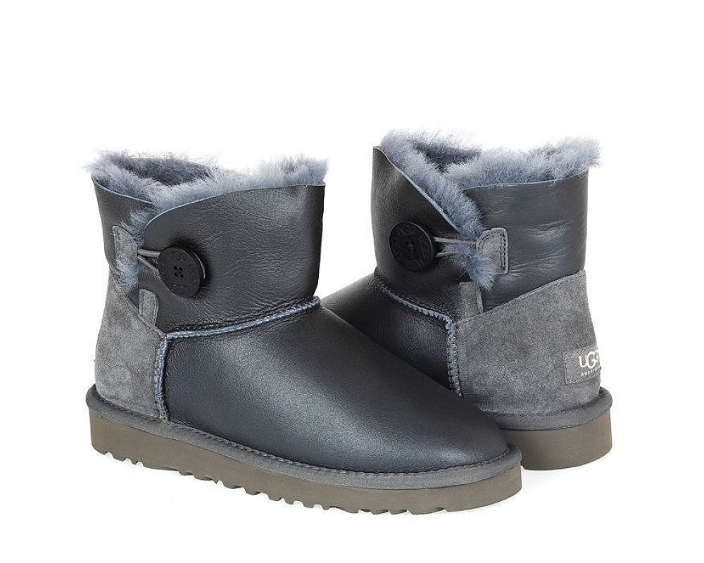 UGG Mini Bailey Button Metallic Grey