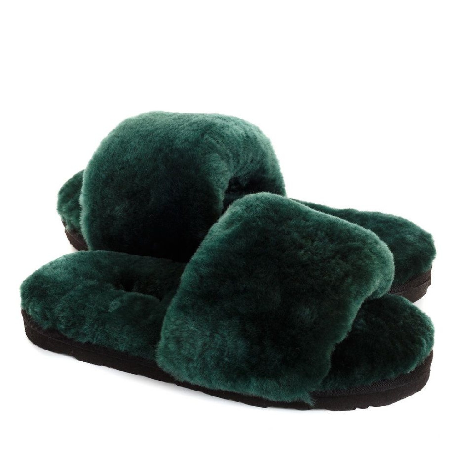 UGG Fluff Slide Slippers DARK GREEN